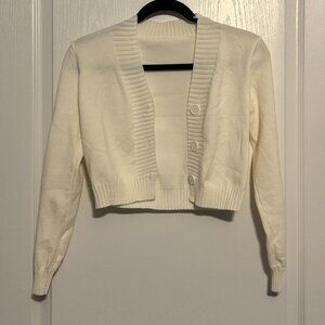 Women's Cream and White Cardigan